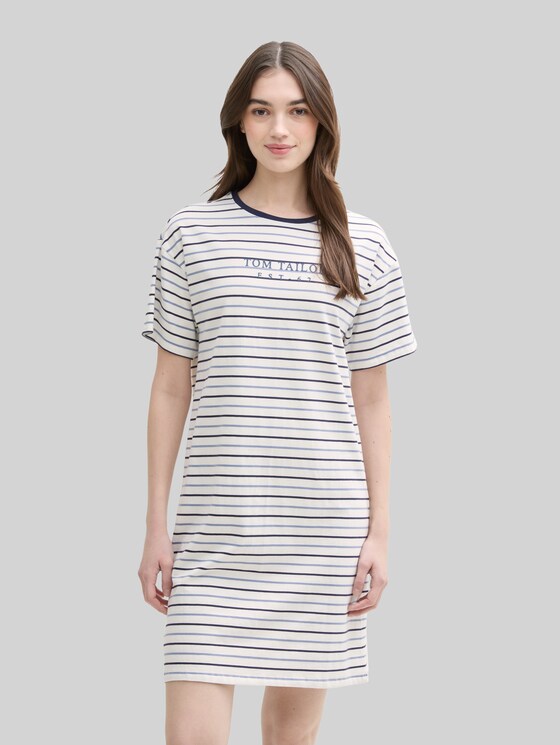 Striped nightdress - white-medium-horizontal stripe