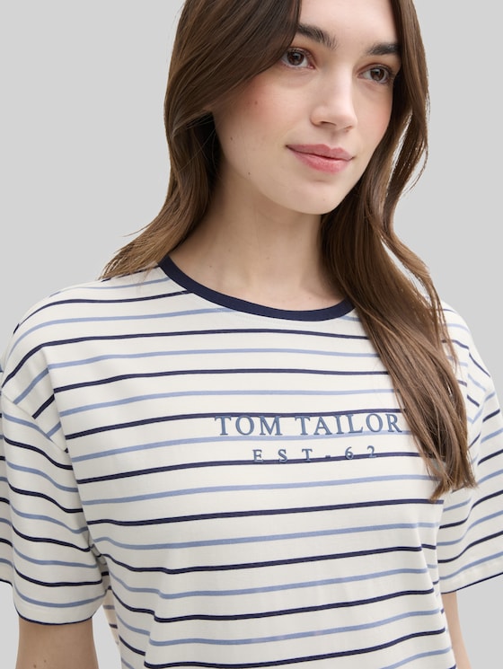 Striped nightdress - white-medium-horizontal stripe