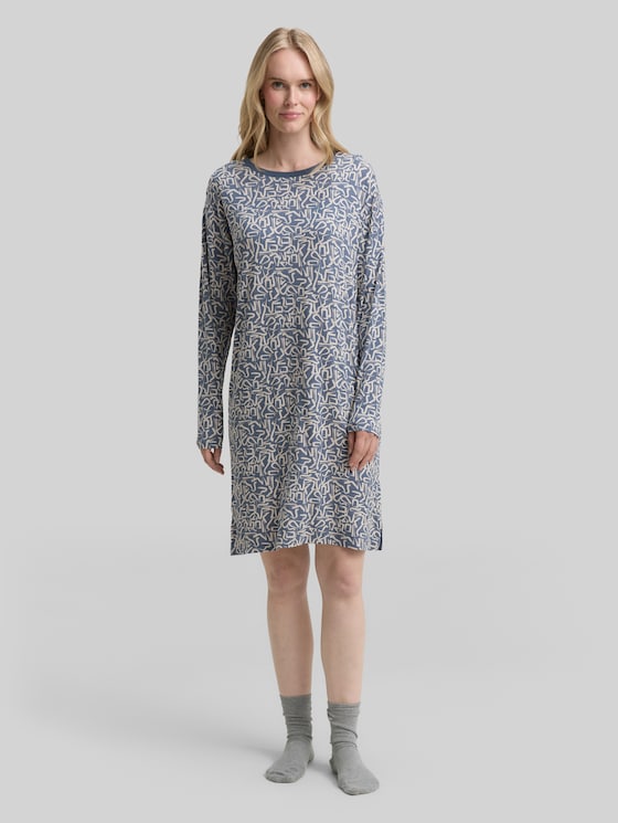 Patterned nightdress - blue-medium-allover