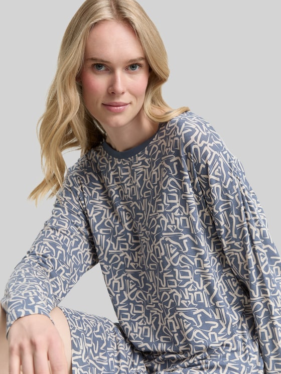 Patterned nightdress - blue-medium-allover