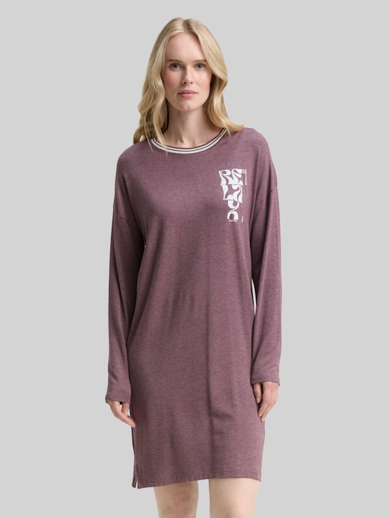 Melange-look nightshirt - purple-medium-melange