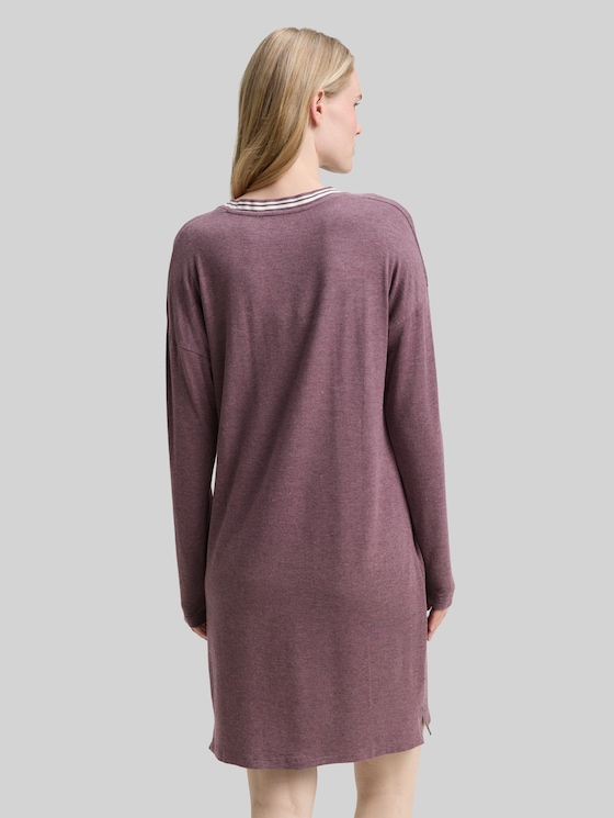 Melange-look nightshirt - purple-medium-melange