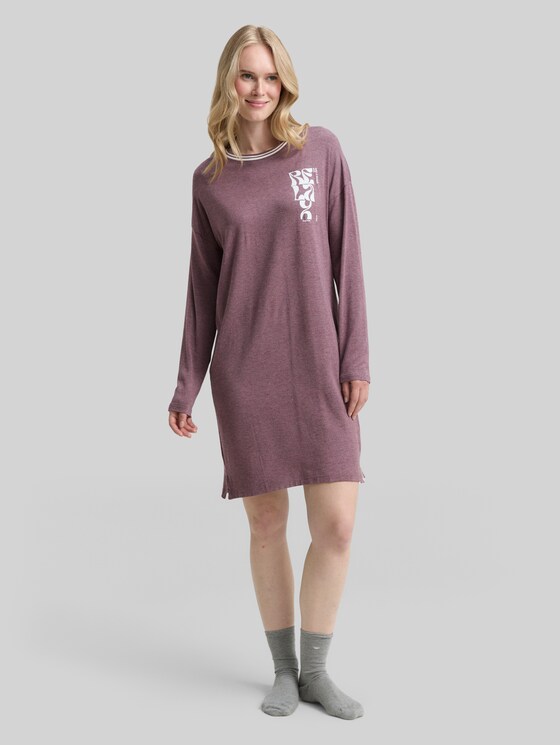 Melange-look nightshirt - purple-medium-melange