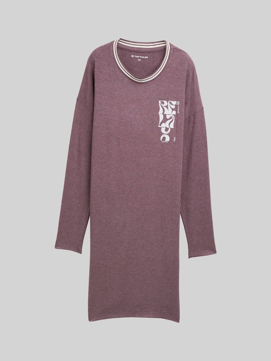 Melange-look nightshirt - purple-medium-melange
