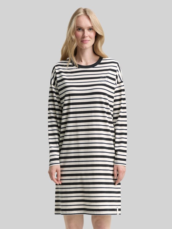 Striped nightdress - grey-dark-horizontal stripe