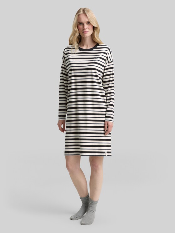 Striped nightdress - grey-dark-horizontal stripe