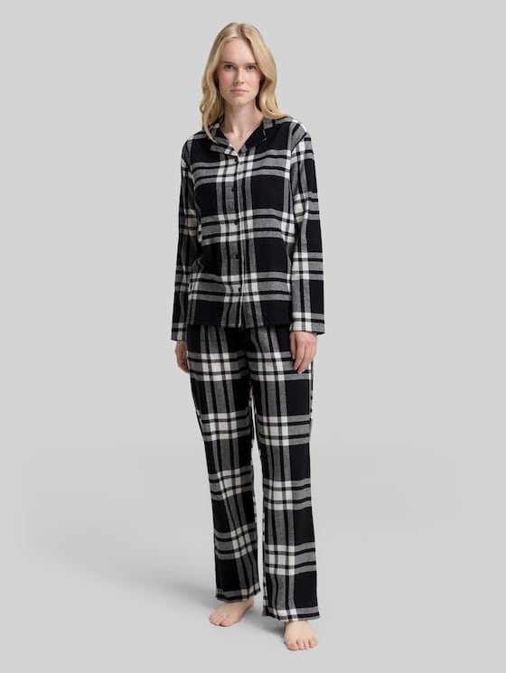 Pyjama set with checked pattern - grey-dark-check