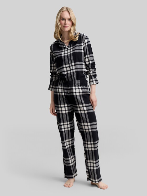 Pyjama set with checked pattern - grey-dark-check