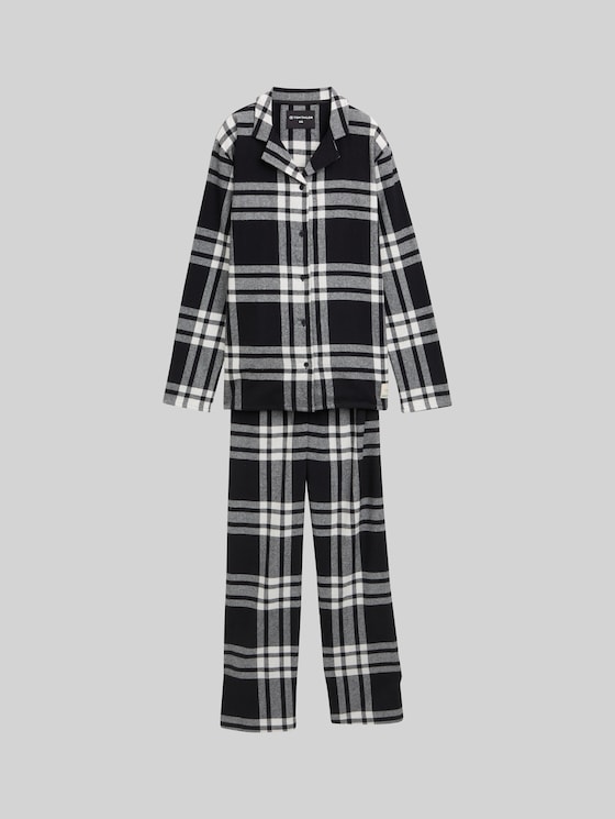 Pyjama set with checked pattern - grey-dark-check