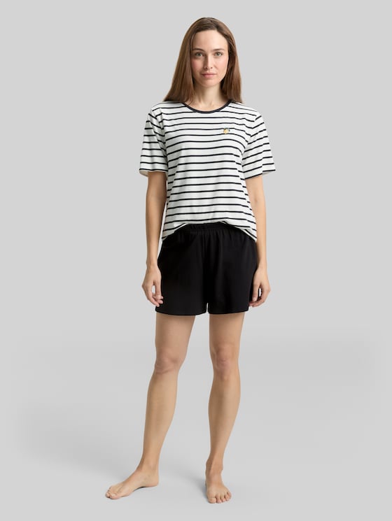 Striped pyjama set - black-medium-striped