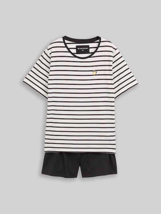Striped pyjama set - black-medium-striped