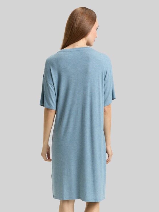Melange-look nightshirt - blue-medium-melange