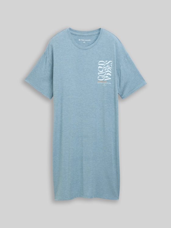 Melange-look nightshirt - blue-medium-melange