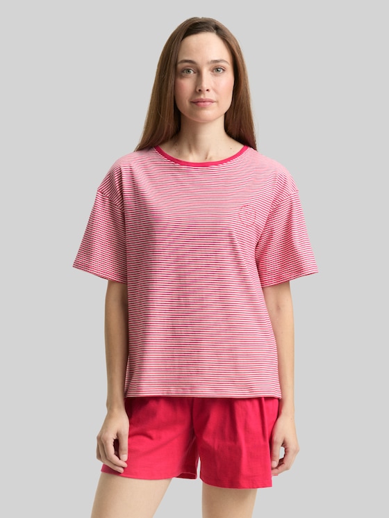 Striped pyjama set - red-medium-horizontal stripe