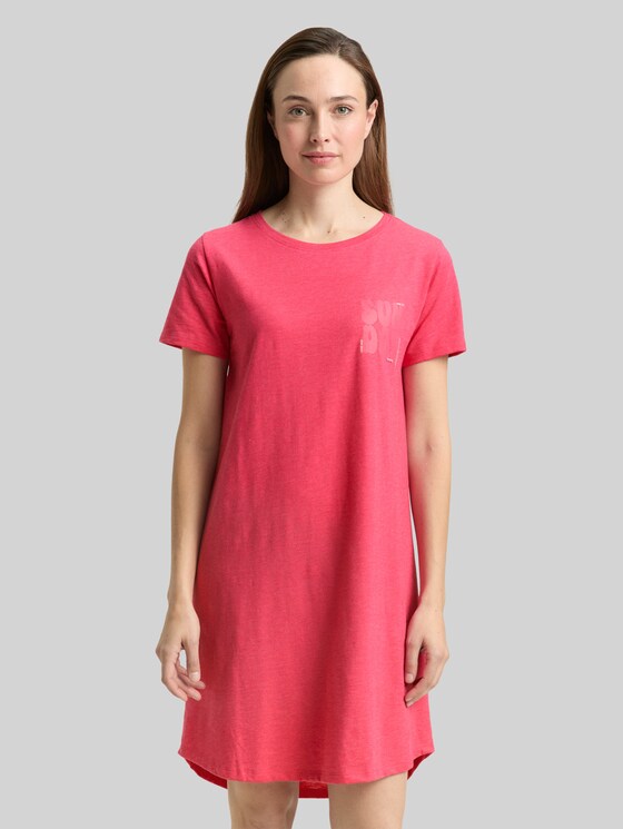 Nightdress made of cotton blend - red-medium-solid
