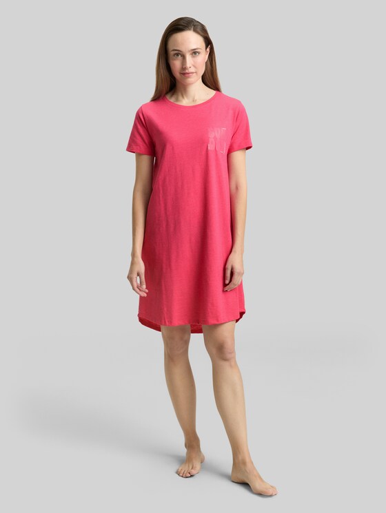 Nightdress made of cotton blend - red-medium-solid