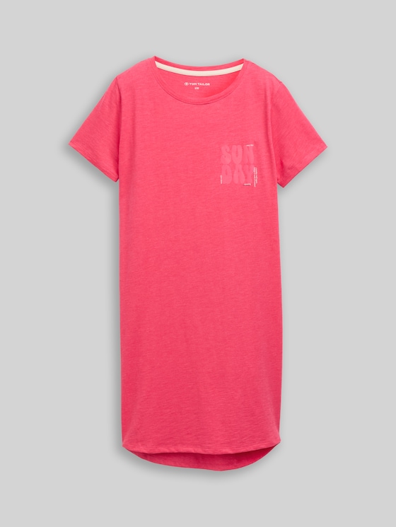 Nightdress made of cotton blend - red-medium-solid