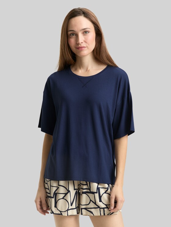 Pyjama set with pattern - blue-dark-allover
