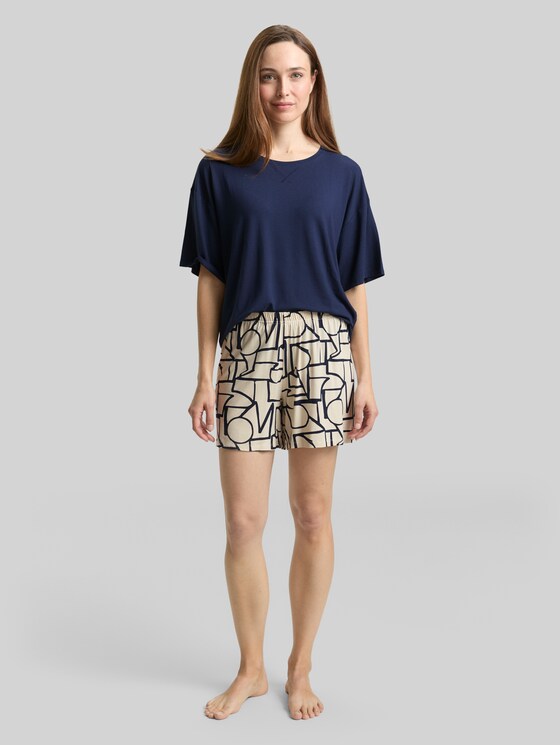 Pyjama set with pattern - blue-dark-allover