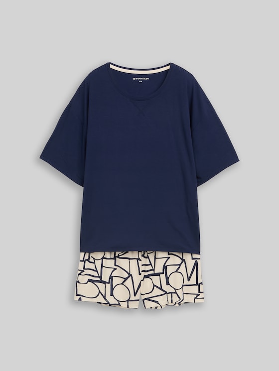 Pyjama set with pattern - blue-dark-allover