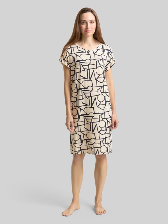 Nightdress with pattern - braun-hell-Allover