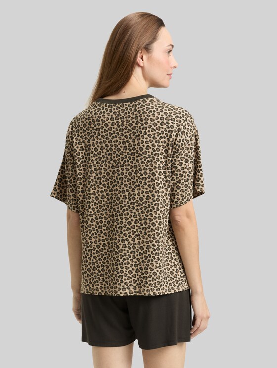 Pyjama set with leopard print - braun-mittel-Allover