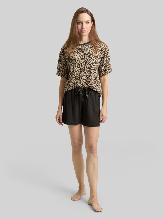 Pyjama set with leopard print - braun-mittel-Allover