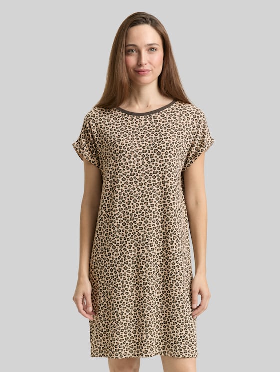 Nightdress with leopard print - braun-mittel-Allover