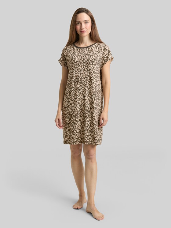 Nightdress with leopard print - braun-mittel-Allover