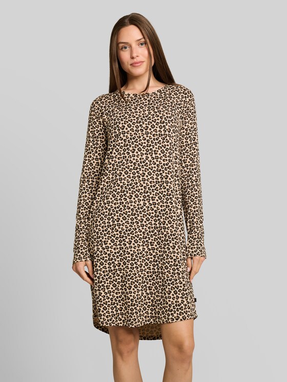 Nightdress with animal print - braun-mittel-Allover