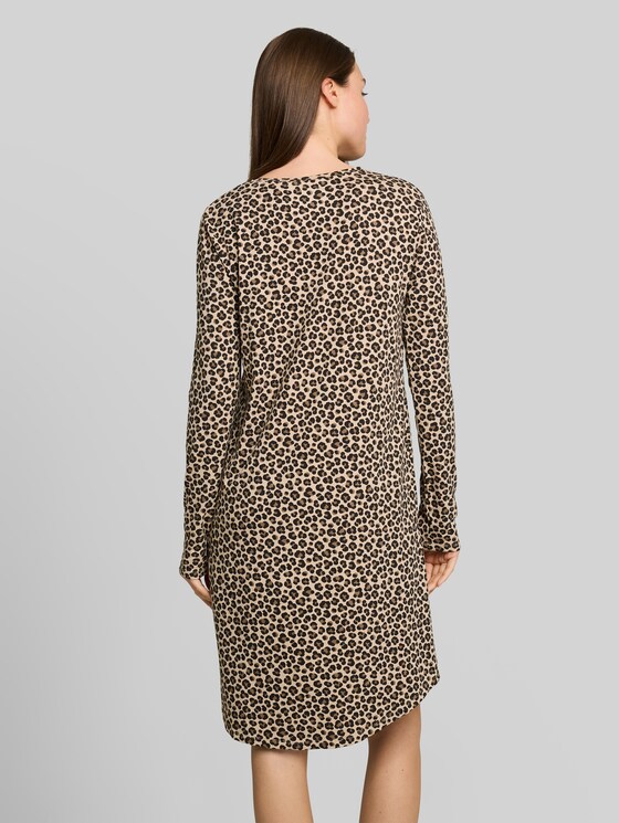 Nightdress with animal print - braun-mittel-Allover