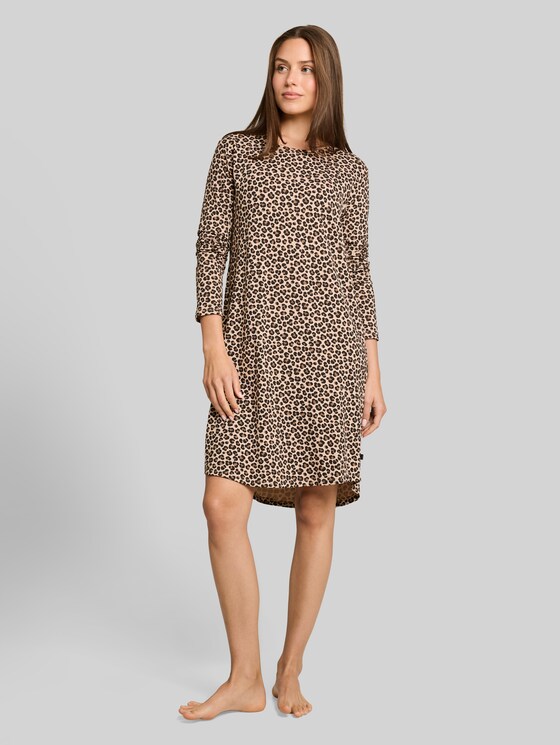 Nightdress with animal print - braun-mittel-Allover
