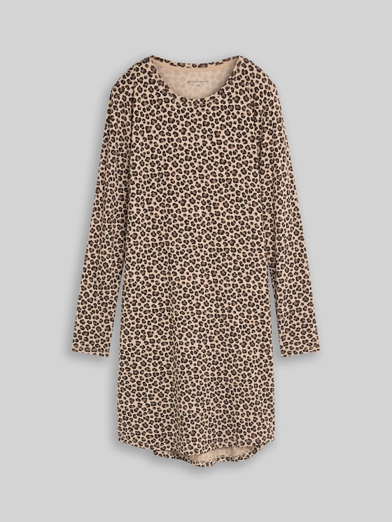 Nightdress with animal print - braun-mittel-Allover