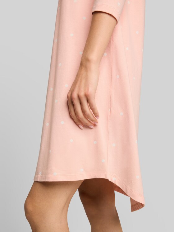Cotton nightdress with polka dot print - red-light-dots