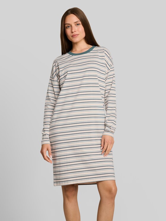 Striped cotton nightdress - grün-hell-Ringel