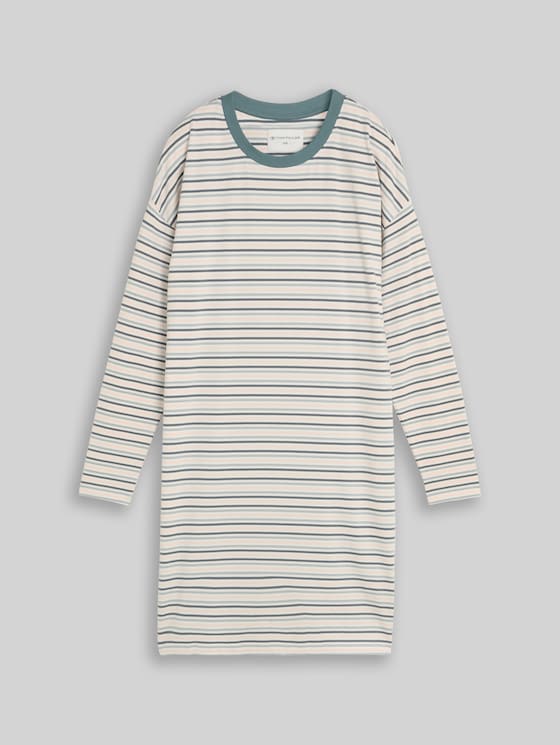 Striped cotton nightdress - grün-hell-Ringel