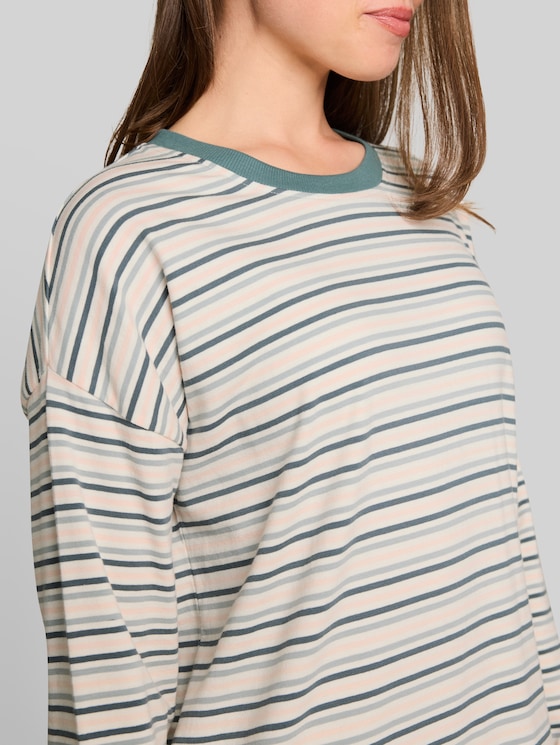 Striped cotton nightdress - grün-hell-Ringel