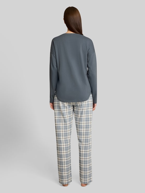 Pyjama set with checked pattern - green-medium-check