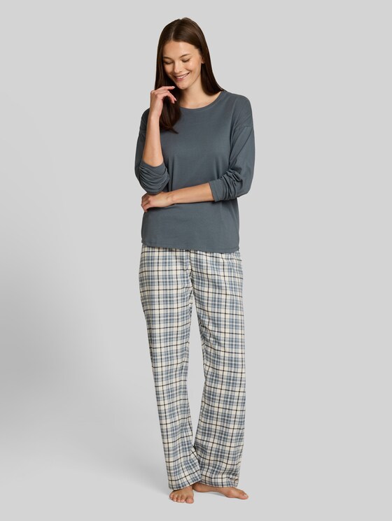 Pyjama set with checked pattern - green-medium-check