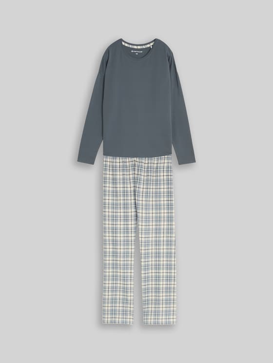 Pyjama set with checked pattern - green-medium-check