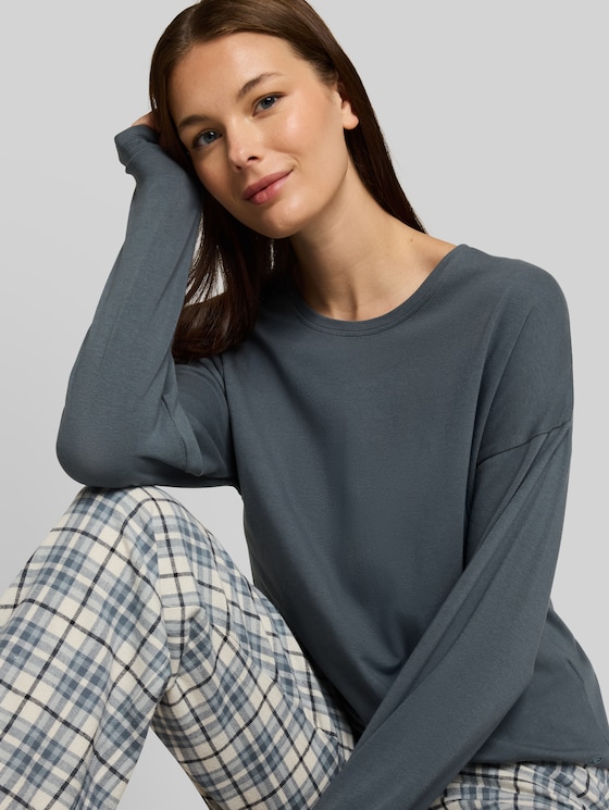 Pyjama set with checked pattern - green-medium-check
