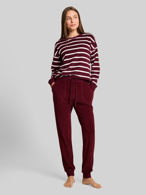 Pyjama set in terry cloth - red stripes