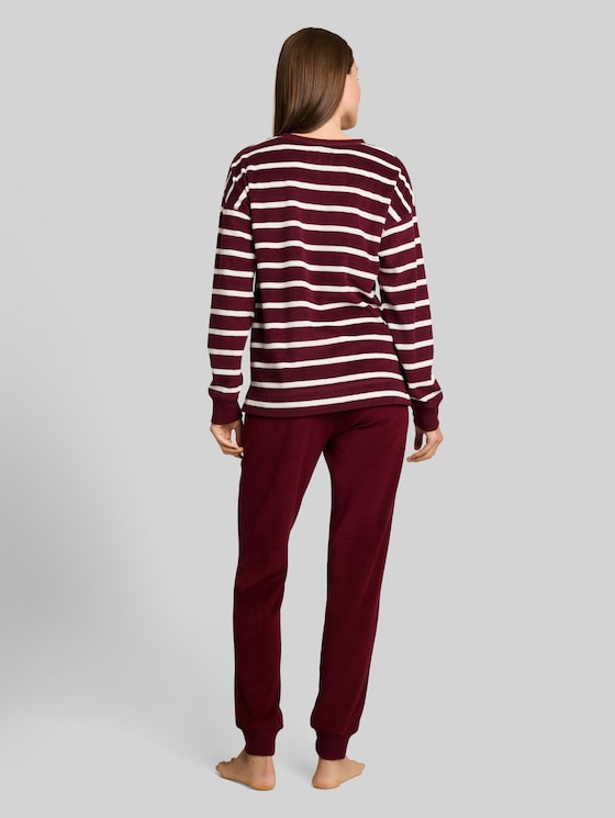 Pyjama set in terry cloth - red stripes