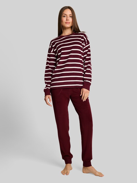 Pyjama set in terry cloth - red stripes