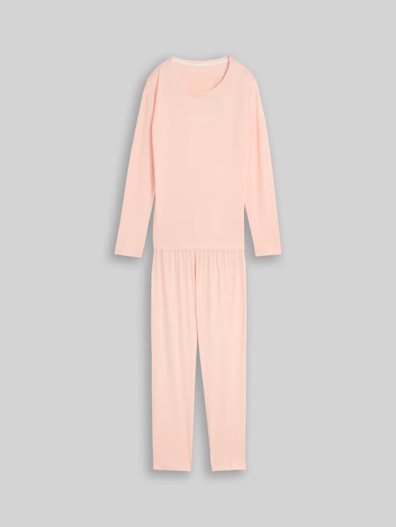 Cotton pyjama set with polka dot print - red-light-dots