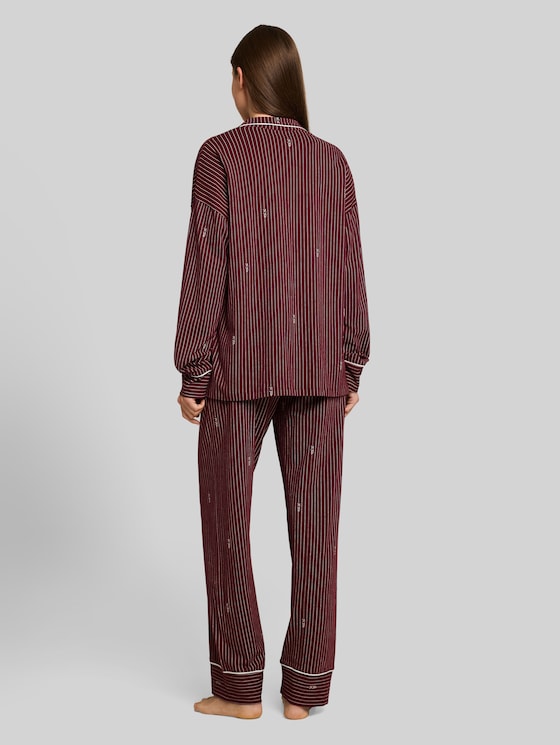 Striped pyjama set - red-medium-stripes