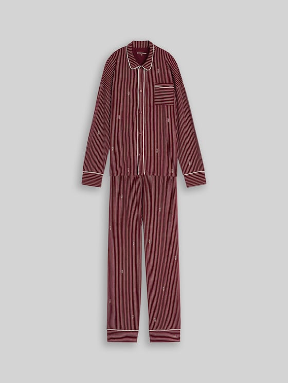 Striped pyjama set - red-medium-stripes