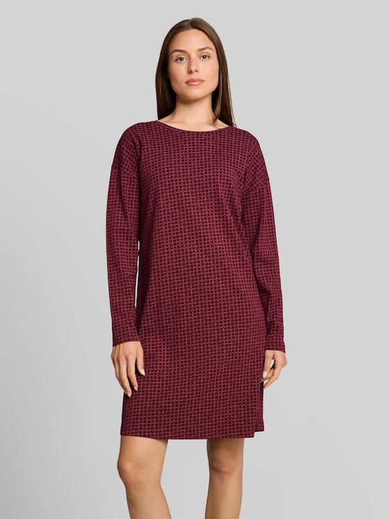 Cotton nightdress with all-over print - red-medium-allover