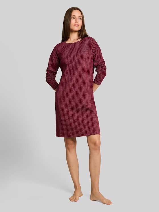 Cotton nightdress with all-over print - red-medium-allover