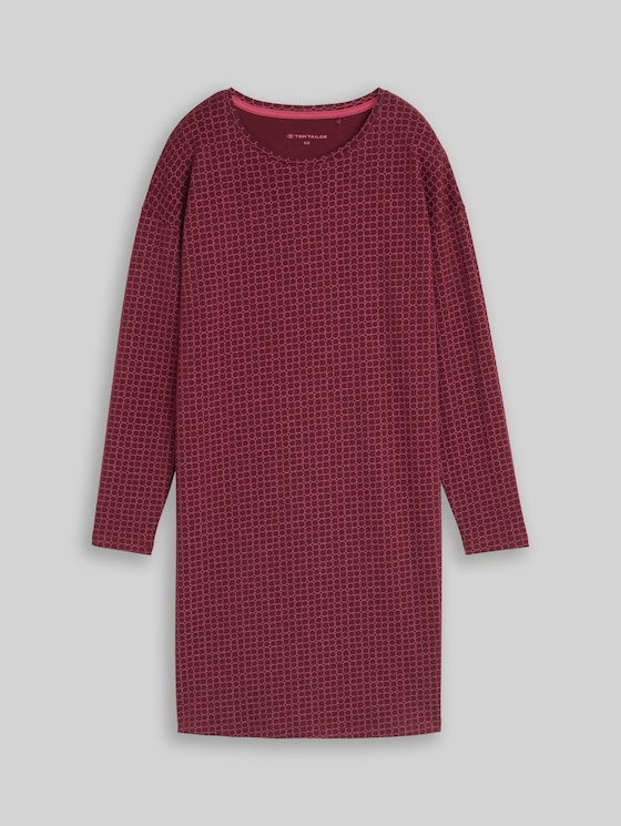 Cotton nightdress with all-over print - red-medium-allover